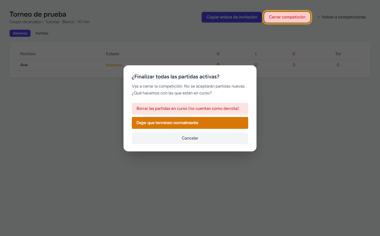 Cierra la competición cuando toque