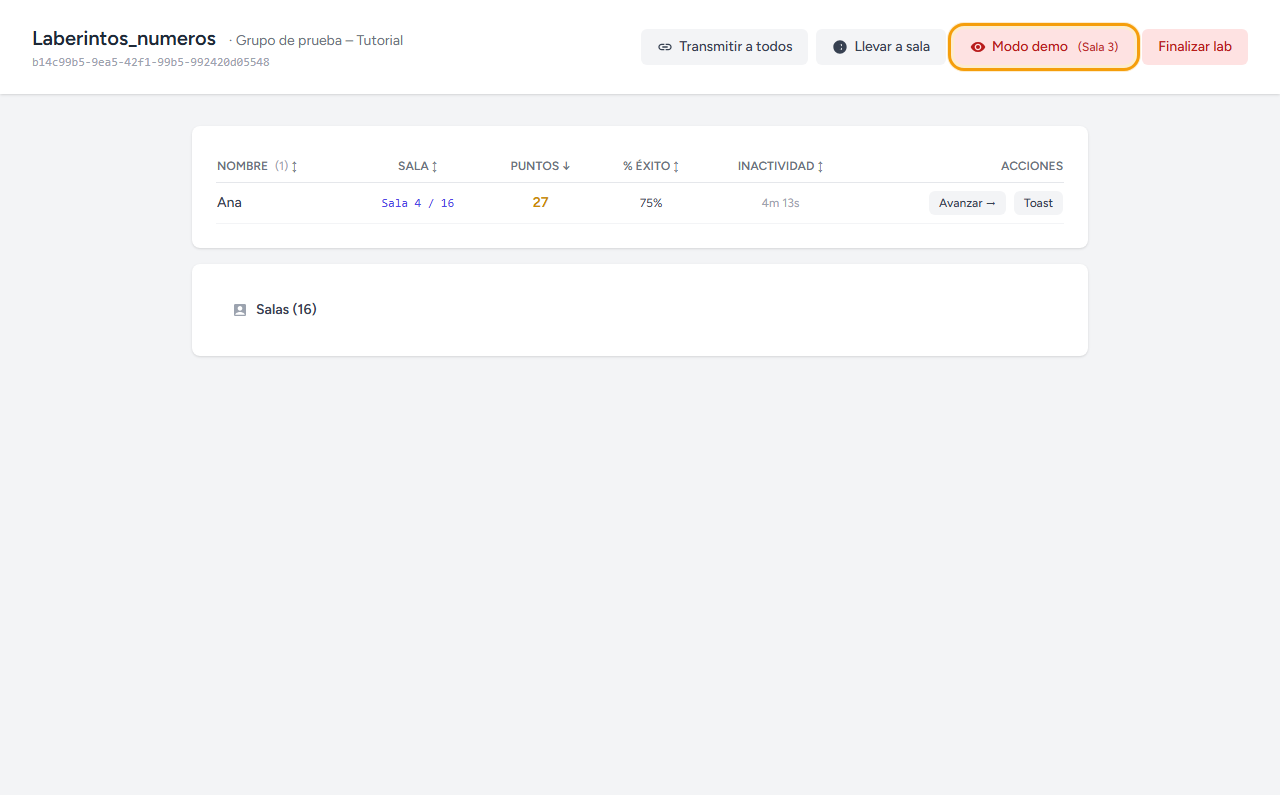 Modo demo: explicad una sala juntos